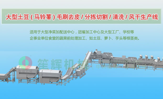 正宁连续式土豆去皮清洗切割风干生产线